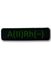 Патч (шеврон) "Група крові A(II) Rh- " чорний ПВХ