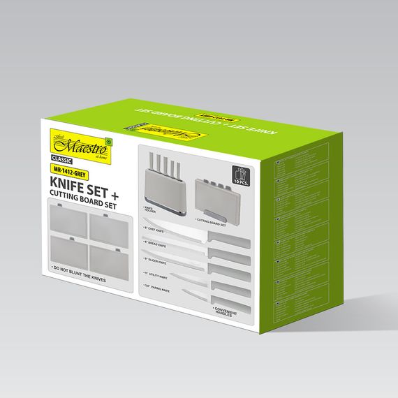 Набір кухонних ножів з підставкою і обробними дошками Maestro MR-1412-GREY, 10 предметів | Зображення 6