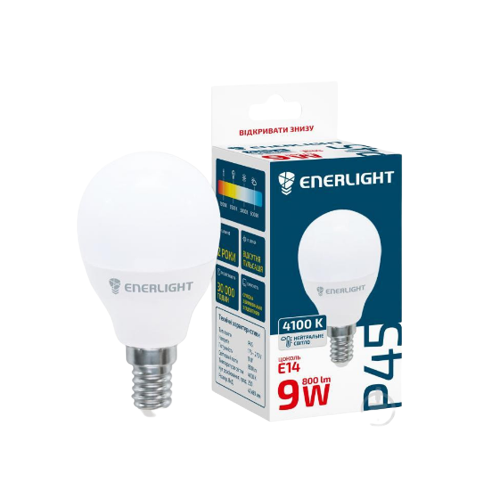 Лампа P45 9W E14 4100К 175-275V LED Enerlight