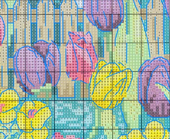 Набір для вишивання за нанесеною на канву схемою "Tulips and bird". AIDA 14CT printed 41*37 см | Зображення 7