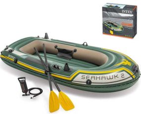ТОП! Intex Надувний човен 68347 NP (2) Seahawk 2 Set, (68346 / човен, 59623 / весла, 68612 / насос) в коробці