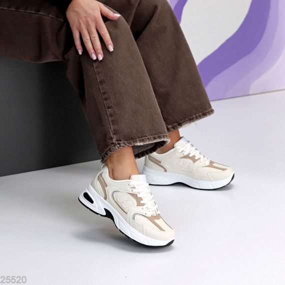 Повседневные модельные бежевые зимние кроссовки доступная цена | Зображення 7