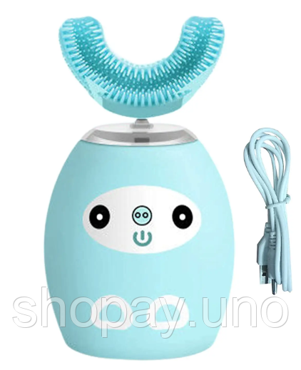 Детская зубная щетка U-shaped electric toothbrush ∙ Электрическая ультразвуковая силиконовая щетка – капа для детей | Зображення 2