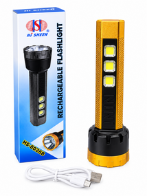 Ручний акумуляторний ліхтар HiSheen HS-8026B 4 режими яскраве LED-освітлення та бокова COB-підсвітка для дому Золотий
