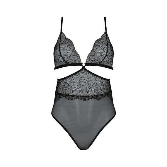 Боді Passion AMBERLY BODY 4XL/5XL black, асиметричний крій, мереживний ліф, золота нитка | Зображення 2