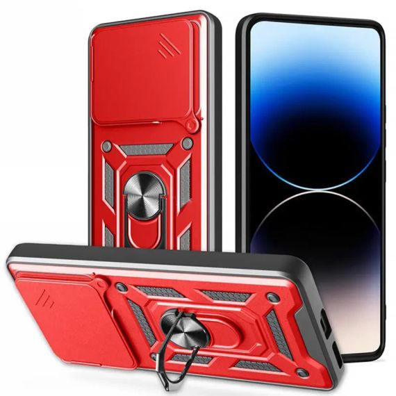 Чохол Xiaomi Redmi Poco F7 Протиударний Camera Slide Ring червоний