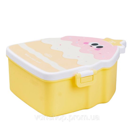 Дитячий ланч бокс на дві секції 950 мл пластиковий з вилкою та ложкою "Тістечко" Жовтий HP12271Y | Зображення 3