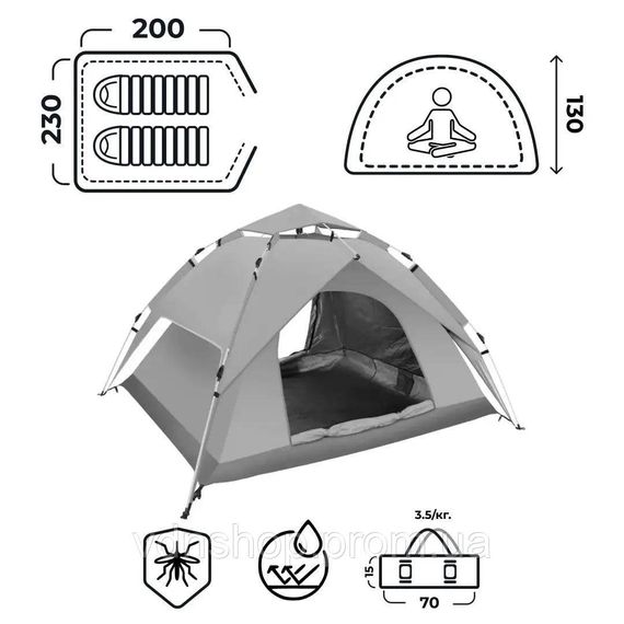 Намет автоматичний двомісний 200*230*130 см водонепроникний зелена LU015GR | Зображення 9
