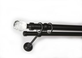 Чорний матовий Карниз для штор металевий, дворядний 25 мм, Кристал (комплект) 240 см подвійний