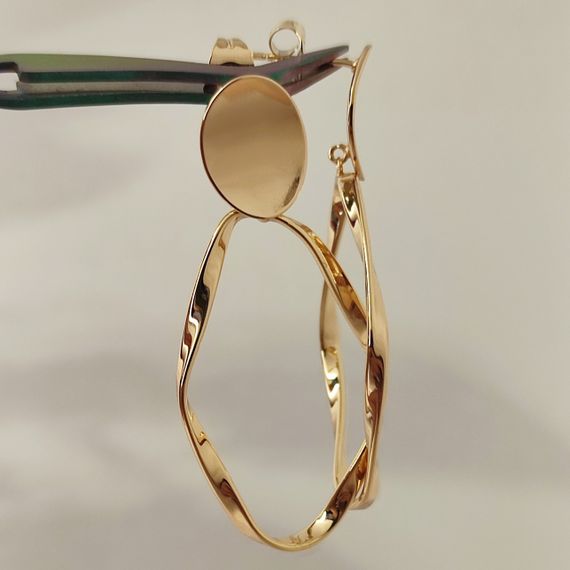 Сережки медицинское золото, розмір 55/22 мм, вага 6,1гр | Зображення 1