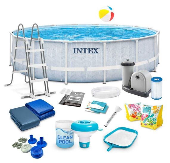 Басейн каркасний 17 в 1 INTEX 26746, 488 х 122 см, біло-синій (DM-26746-17W1) | Зображення 1