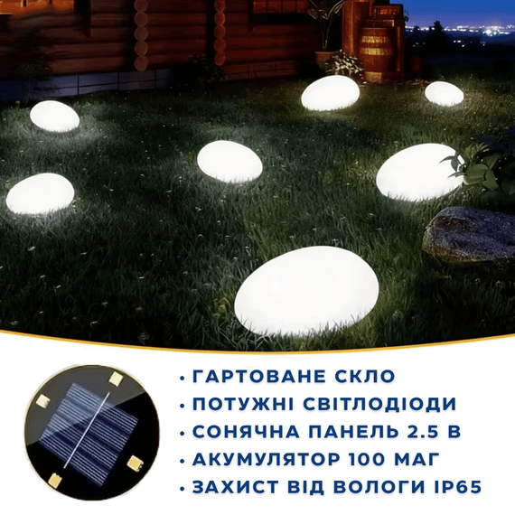 Садовий ліхтар на сонячній батареї «Камінь,що світиться», вуличний декоративний LED-світильник для дачі та подвір’я | Зображення 3