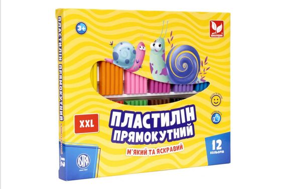 Пластилін 303117001-UA 12 кольорів, прямокутний Школярик