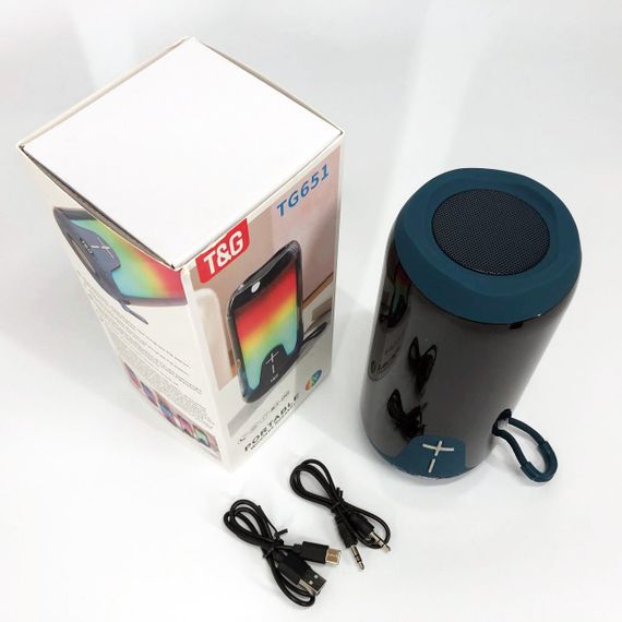 Bluetooth-колонка TG651 з RGB ПІДСВІТКОМ, акумуляторна колонка для музики, для вечірки. Колір: синій | Зображення 9
