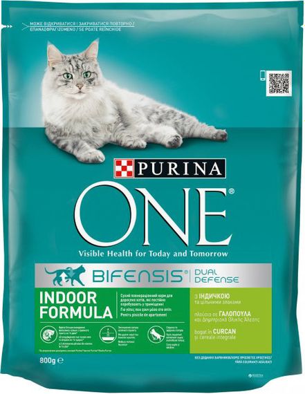 Сухий корм Purina One Indoor для дорослих котів, які живуть у приміщенні, з індичкою 5шт*800г
