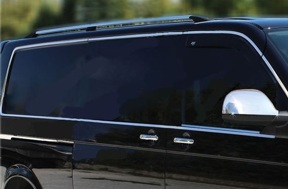 Повна окантовка вікон (14 шт, нерж) 1 бічні двері, Довга база для Volkswagen T5 Caravelle 2004-2010 років