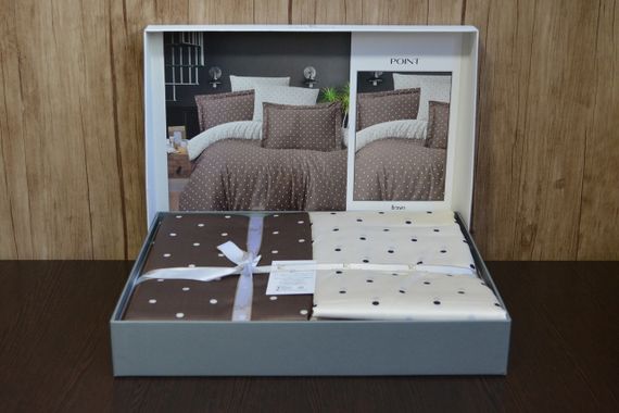 Постельное белье First Choice Cotton Satin 200 х 220 см Point Brown | Зображення 1