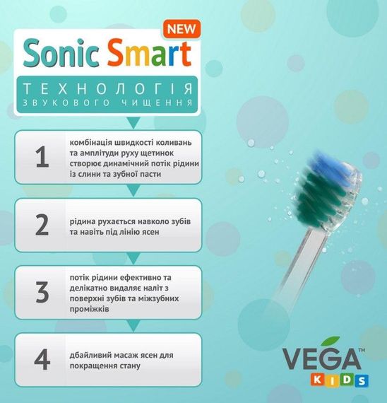 Ультразвуковая зубная щетка Vega VK-400 blue для детей | Зображення 4