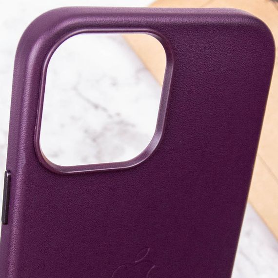 Шкіряний чохол Leather Case (AA Plus) with MagSafe для Apple iPhone 13 Pro (6.1") Штучна шкіра, Dark Cherry | Зображення 6