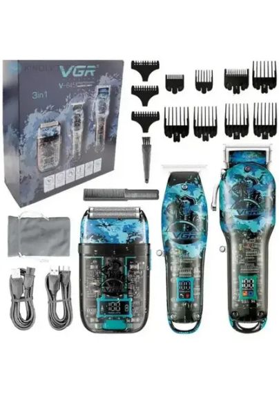 Професійний набір 3в1 VGR V-645 тример, машинка для стрижки волосся та електробритва | Зображення 1
