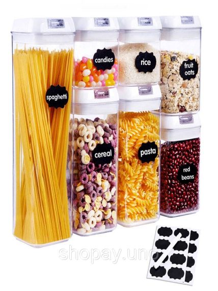 Набор контейнеров для хранения еды, сыпучих и круп FOOD Storage Container Set • 7 емкостей с герметичными крышками | Зображення 1