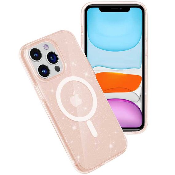 Чехол TPU Galaxy Sparkle (MagFit) для Apple iPhone 12 Pro / 12 (6.1") Gold+Glitter | Зображення 2