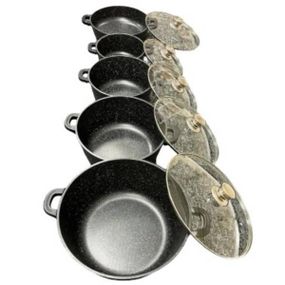 Набір каструль зі скляними кришками 5шт PT-10 газ/індукція Чорний