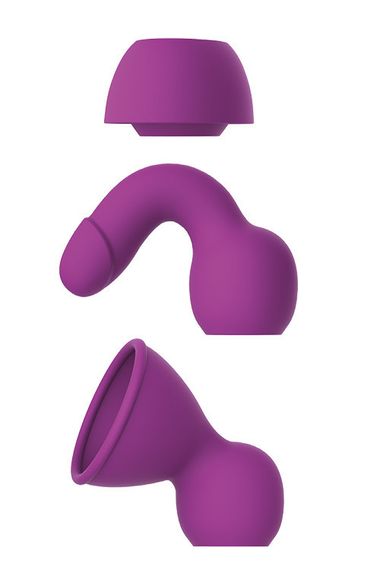 Вібратор вібромасажер секс-іграшка Dream Toys Queenpin Purple — 3 насадки, 9 режимів, USB-заряджання | Зображення 4