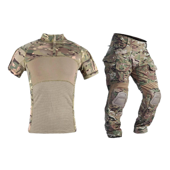 Тактичні штани з наколінниками  G 3 мультикам  +убакс Han Wild короткий рукав мультикам