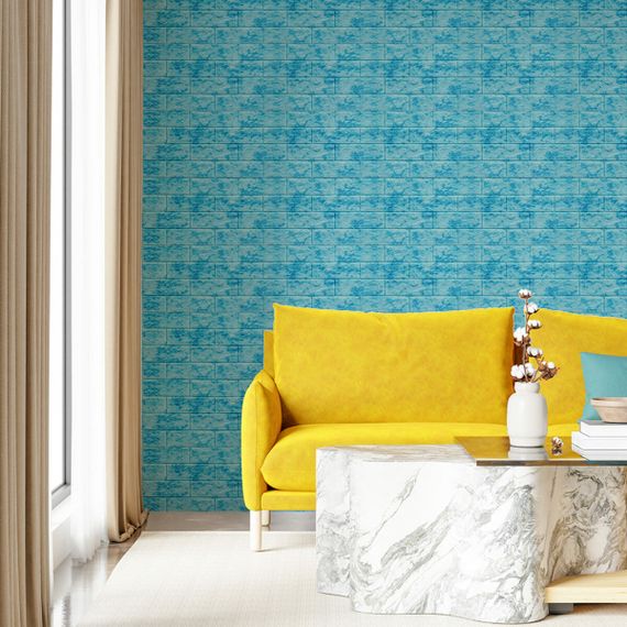 Декоративна 3D панель самоклейка 700х770х5мм Мармур блакитний (цегла) (065) SW-00000033 | Зображення 4