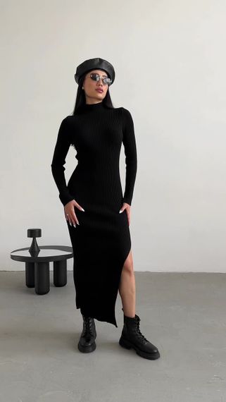 Сукня MAXI довга приталена з розрізом чорна 🖤🔥 | Зображення 4
