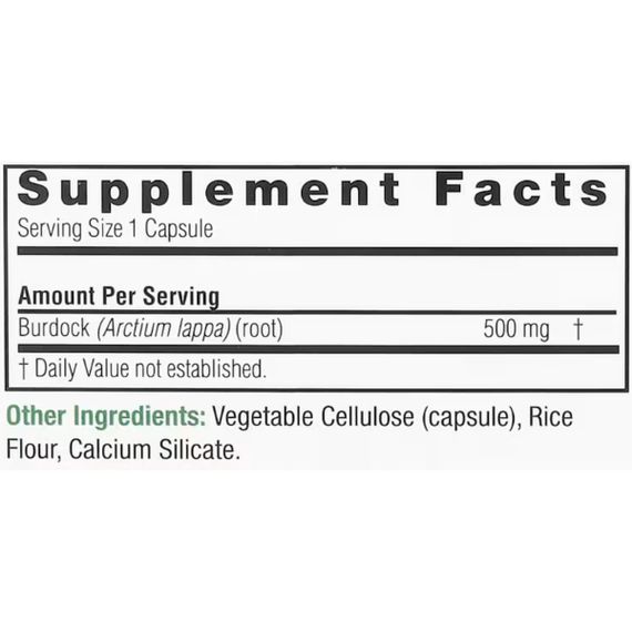 Корень лопуха Nature's Answer Burdock 500 mg 90 Veg Caps | Зображення 1