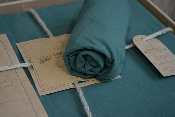 Постільна білизна Limasso Stonewashed Ranforse 200 х 220 см Dark Green | Зображення 3