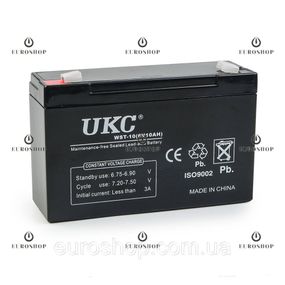 Акумулятор UKC WST-10 6V-10 Ah, акумуляторна батарея олив'яно-кислотна, для безперебійника, акумулятор для ДБЖ