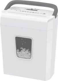 Шредер для паперу Bonsaii на 8 аркушів із рівнем безпеки P-4, перехресне різання 5×14 мм, скріпок, карток бак 13 л, білий