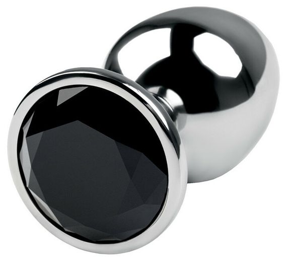 Анальна пробка з кристалом із медичної сталі (Розмір M, чорна) | Зображення 2