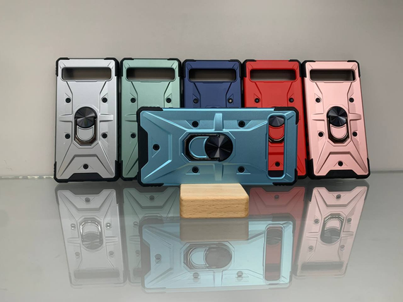 Google Pixel 6A голубой Противоударный чехол накладка Ring Magnet с кольцом