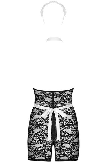 Костюм покоївки Obsessive Servgirl costume Чорно-білий S/M | Зображення 3