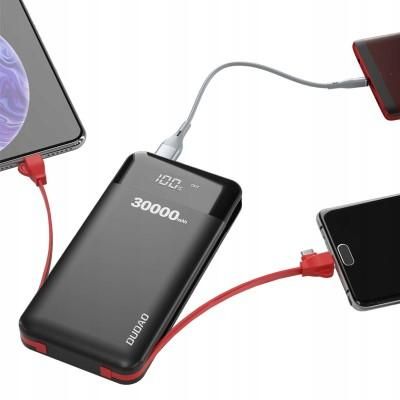 Повербанк УМБ Dudao K1Max 30000mAh with built-in cables black  (6970379617618) | Зображення 2
