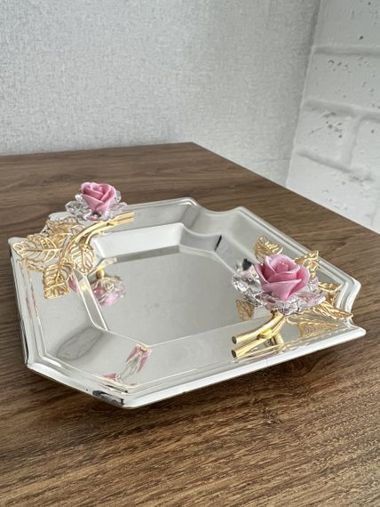 Подарочная хрустальная пепельница премиум-класса Imperial Rose, 16х16х5 см | Зображення 1