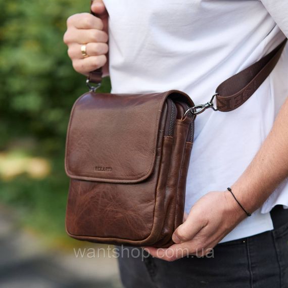 Мужская сумка с клапаном через плечо из гладкой кожи  Tiding Bag 61654 коричневая | Зображення 5