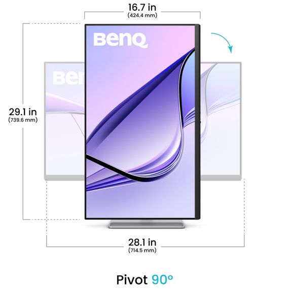 TFT 31.5" BenQ MA320U, IPS, 4K, 2хHDMI, USB-C, HAS, Pivot, кол., сріблясто-сірий | Зображення 1