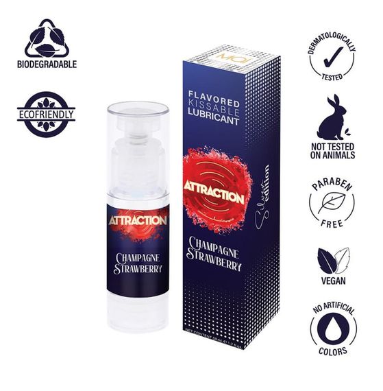 Оральний лубрикант на водній основі з ароматом шампанського та полуниці Mai - Attraction Flavored Kissable Lubrikant Champagne | Зображення 3