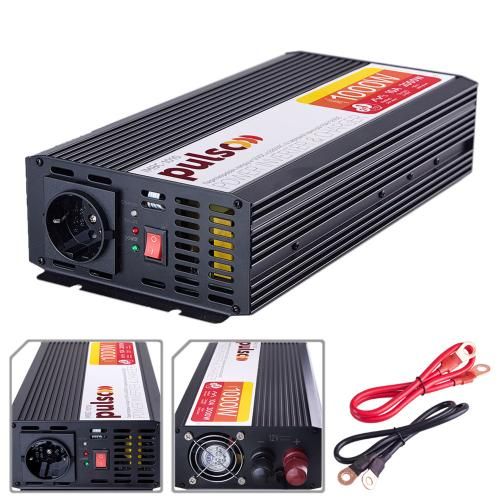 Перетворювач напруги/Зарядн. пристрій PULSO IMBC-1010/12V-220V/1000W/10A/мод.хвиля/клеми | Зображення 1