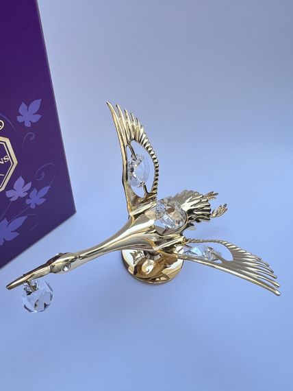 Кришталева мініатюра ручної роботи зі стразами Swarovski: Благородний лелека, 11.5 см | Зображення 1
