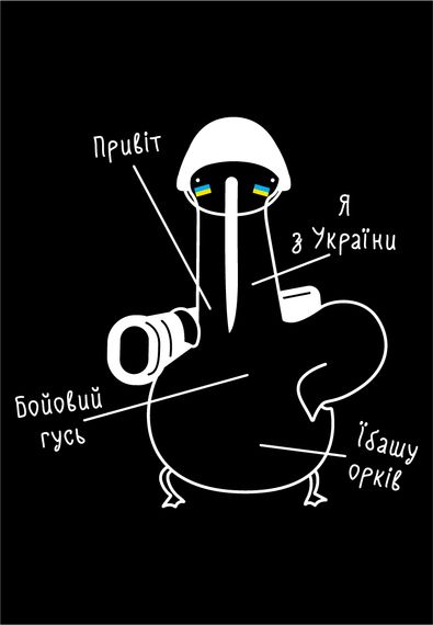 Худі чоловіче чорне з принтом "Бойовий гусь", S | Зображення 1