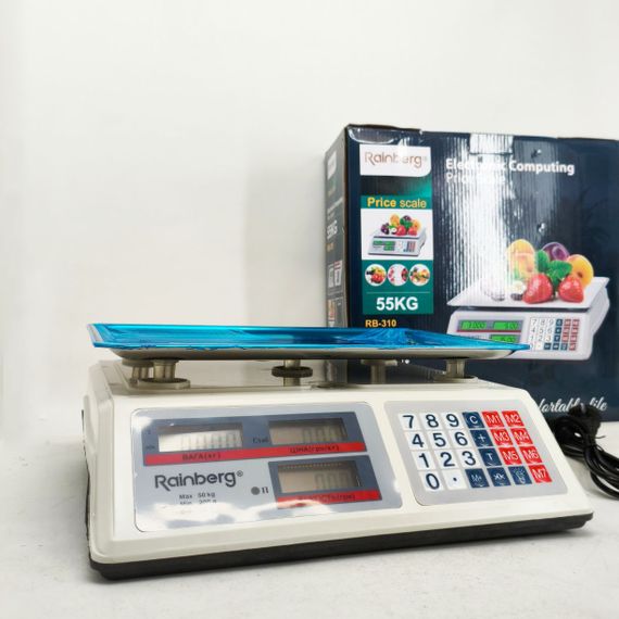 Весы электронные торговые дисплей Rainberg RB-310 55кг, Весы электронные на 50 кг влагозащитные ZN-83 | Зображення 4