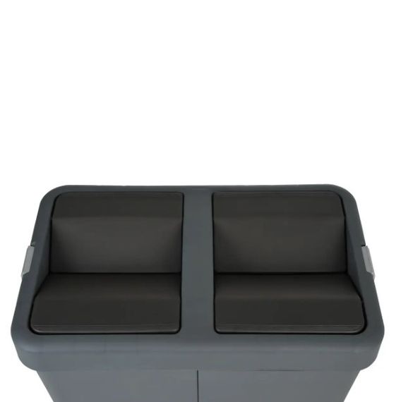 Відро для сміття Motek подвійне 40 л +40 л з поворотною кришкою 55х35.5х59 см Антрацит (COB-414) | Зображення 2