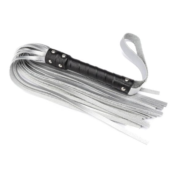 Флогер з комбінованої шкіри Flirty COMBO Leather - Black & Silver, BM-00035 sexstyle | Зображення 2