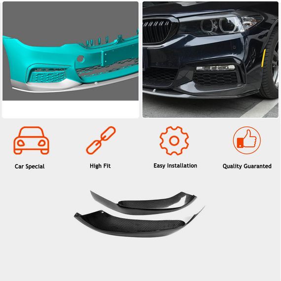 Накладки на передній бампер Flap V2 (для M-Sport 2017-2020, Карбон) для BMW 5 серія G30/31 рр | Зображення 1